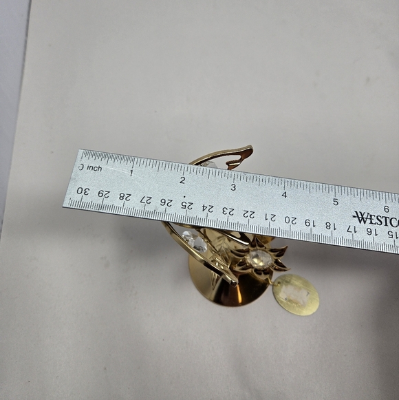 Vintage 70's Nos Australia Crystal Delight 24 Gold Plated Hummingbirds Flowers - Picture 10 of 10